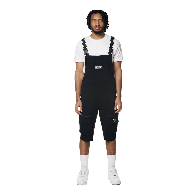 Lightweight overalls for warm - weather work​Utility Twill Overall Shorts - Black