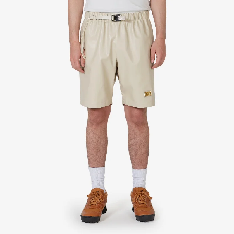 Men's ripped denim shorts for a trendy streetwear aestheticAbc. 123. Faux Leather Work Shorts Feldspar Ecru Men's ripped denim shorts for a trendy streetwear aestheticAbc. 123. Faux Leather Work Shorts Feldspar Ecru