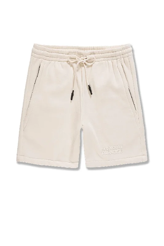 Men's side - stripe track shorts for a sporty running lookBig Men's Retro Paradise Tonal Shorts (Bone) Men's side - stripe track shorts for a sporty running lookBig Men's Retro Paradise Tonal Shorts (Bone)