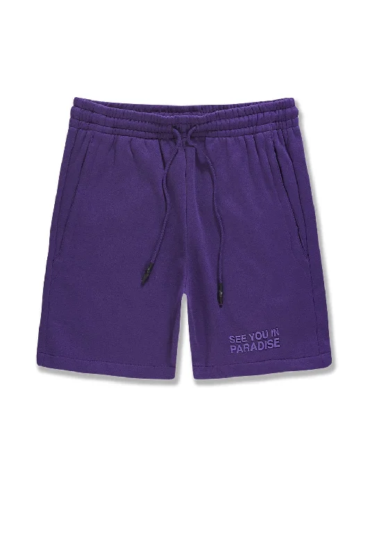 Men's distressed cotton shorts for a bohemian - inspired styleBig Men's Retro Paradise Tonal Shorts (Purple) Men's distressed cotton shorts for a bohemian - inspired styleBig Men's Retro Paradise Tonal Shorts (Purple)