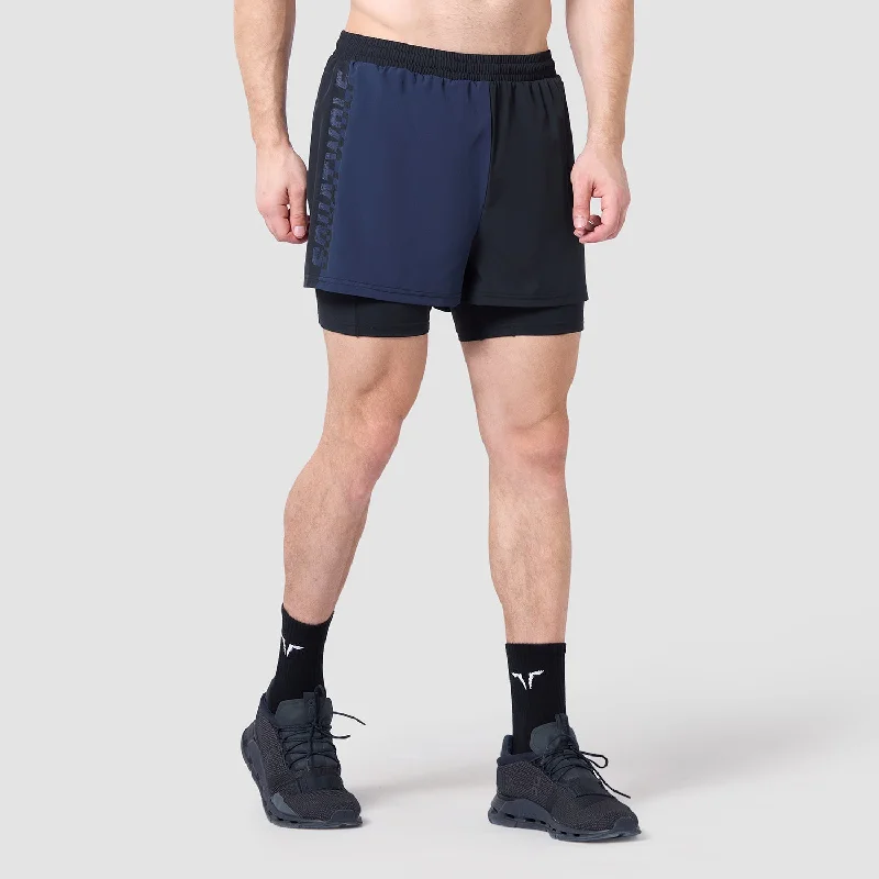 Men's pleated front twill shorts for a classic and sophisticated appearanceCore 5" Split 2-In-1 Shorts - Black & Navy Men's pleated front twill shorts for a classic and sophisticated appearanceCore 5" Split 2-In-1 Shorts - Black & Navy