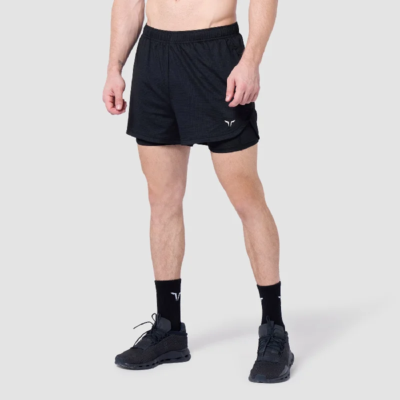 Men's high - waisted swim shorts with UPF protection for beach vacationsCore Mesh 2-in-1 5" Shorts 2.0 - Black Men's high - waisted swim shorts with UPF protection for beach vacationsCore Mesh 2-in-1 5" Shorts 2.0 - Black