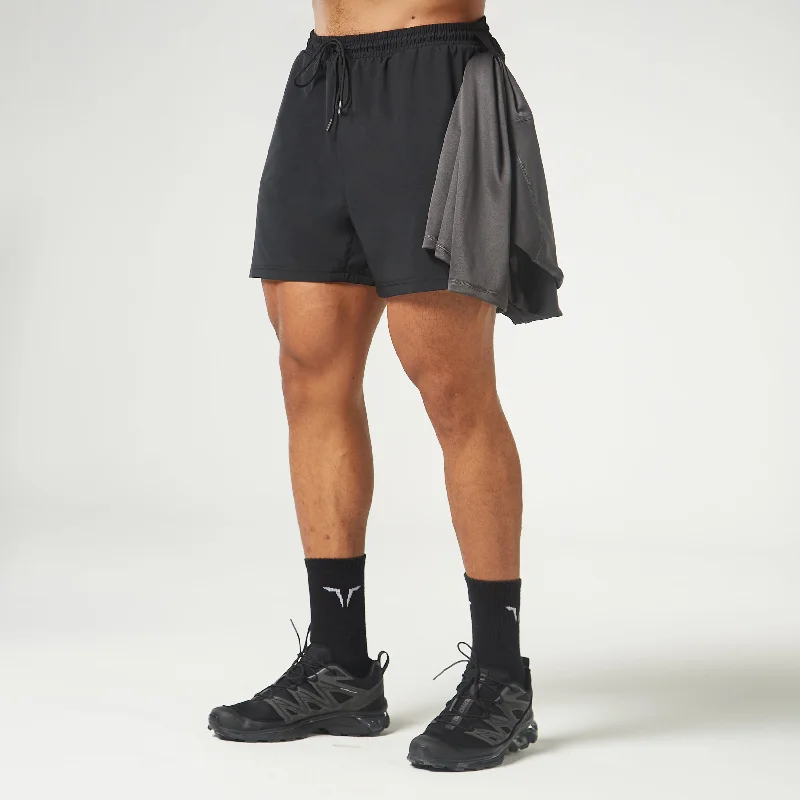 Men's button - fly denim work shorts for durability on the jobEssential Pro 5 Inch Shorts Asphalt Edition - Black Men's button - fly denim work shorts for durability on the jobEssential Pro 5 Inch Shorts Asphalt Edition - Black