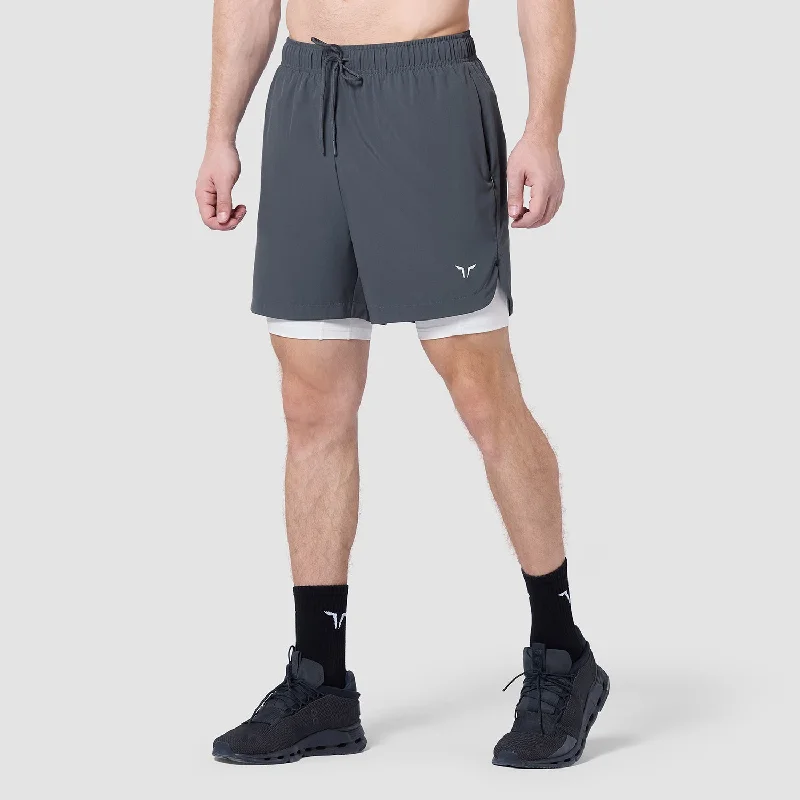 Men's plaid pattern wool blend shorts for a preppy fall styleLimitless 2-In-1 7" Shorts - Asphalt Men's plaid pattern wool blend shorts for a preppy fall styleLimitless 2-In-1 7" Shorts - Asphalt