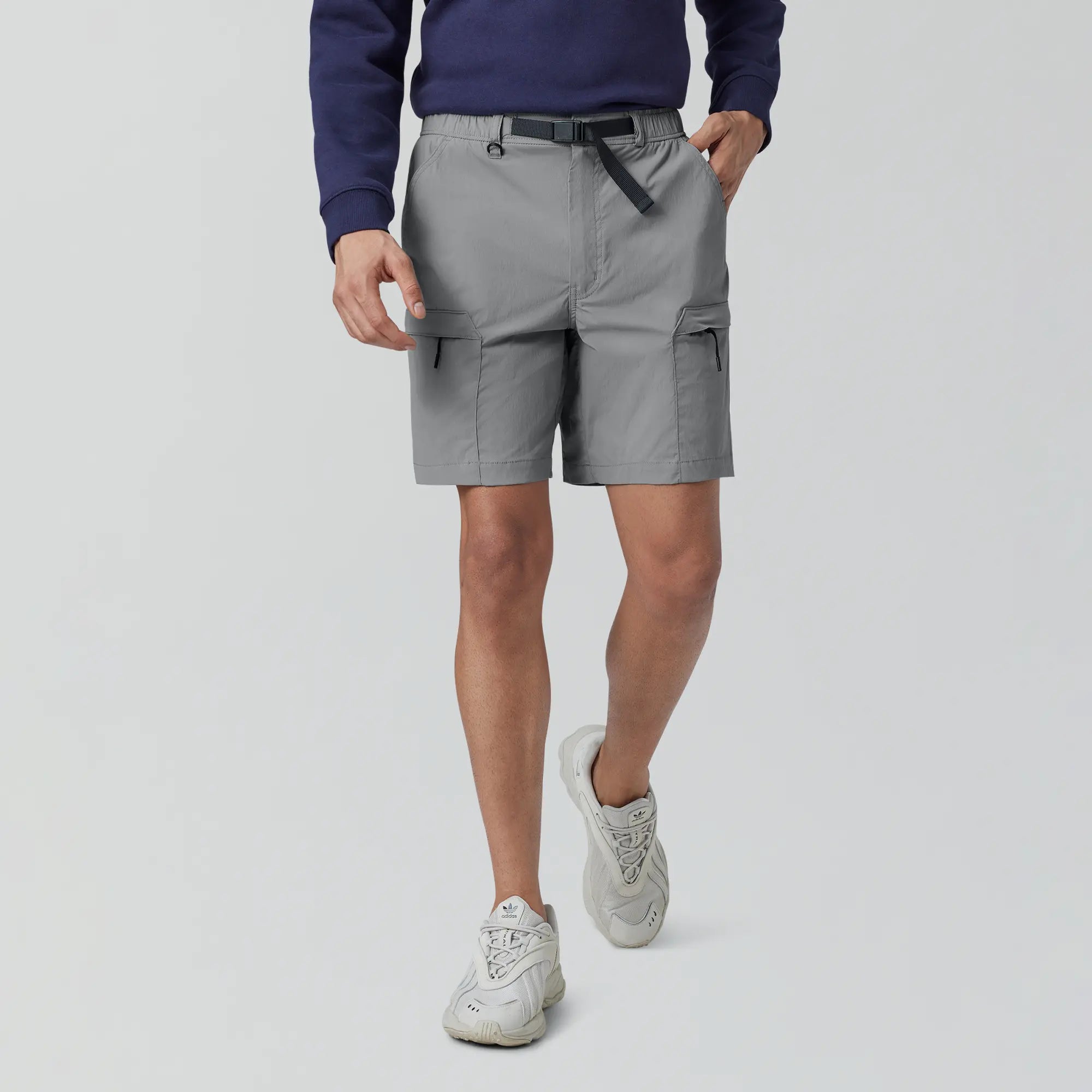 Men's elastic waistband lounge shorts for lazy weekends at homeMoveo Cargo Shorts Ash Grey Men's elastic waistband lounge shorts for lazy weekends at homeMoveo Cargo Shorts Ash Grey