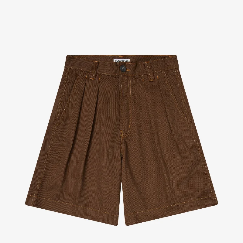 Men's drawstring casual linen shorts for a laid - back summer lookPleated Oversized Shorts Brown | Orange Men's drawstring casual linen shorts for a laid - back summer lookPleated Oversized Shorts Brown | Orange