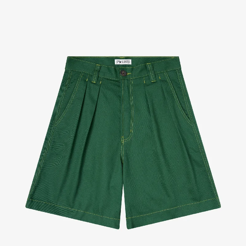 Men's breathable cotton athletic shorts for intense workoutsPleated Oversized Shorts Green | Lime Men's breathable cotton athletic shorts for intense workoutsPleated Oversized Shorts Green | Lime