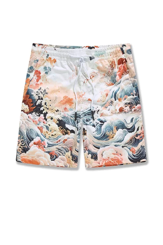 Men's side - stripe track shorts for a sporty running lookRetro - Ibiza Lounge Shorts (Coral) Men's side - stripe track shorts for a sporty running lookRetro - Ibiza Lounge Shorts (Coral)