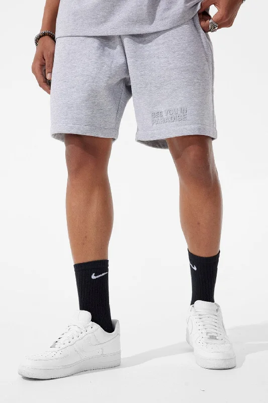 Men's side - stripe track shorts for a sporty running lookRetro - Paradise Tonal Shorts (Heather Grey) Men's side - stripe track shorts for a sporty running lookRetro - Paradise Tonal Shorts (Heather Grey)