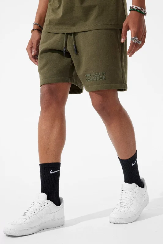 Men's adjustable - length convertible shorts for versatile useRetro - Paradise Tonal Shorts (Olive) Men's adjustable - length convertible shorts for versatile useRetro - Paradise Tonal Shorts (Olive)
