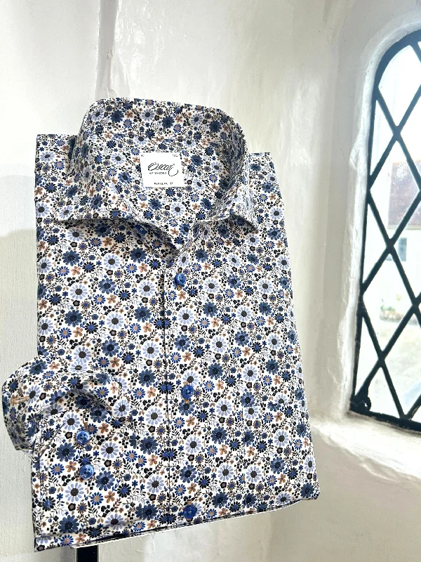 Men's Organic Cotton Casual Shirts with a Soft Handfeel for Everyday ComfortBLUE FLORAL PRINT LONG SLEEVE SHIRT Men's Organic Cotton Casual Shirts with a Soft Handfeel for Everyday ComfortBLUE FLORAL PRINT LONG SLEEVE SHIRT