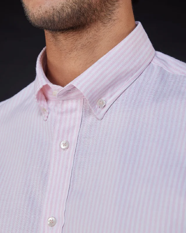 Men's Thermal - Lined Casual Shirts in Black for Added Warmth in Cold WeatherOxford Striped Shirt - Pink Men's Thermal - Lined Casual Shirts in Black for Added Warmth in Cold WeatherOxford Striped Shirt - Pink