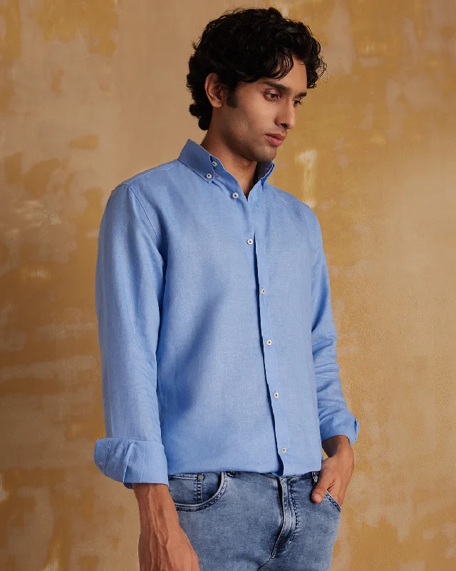 Men's Tailored Fit Checkered Casual Shirts in Multicolor for a Smart - Casual EnsembleSoft Washed Linen Shirt - Blue Men's Tailored Fit Checkered Casual Shirts in Multicolor for a Smart - Casual EnsembleSoft Washed Linen Shirt - Blue
