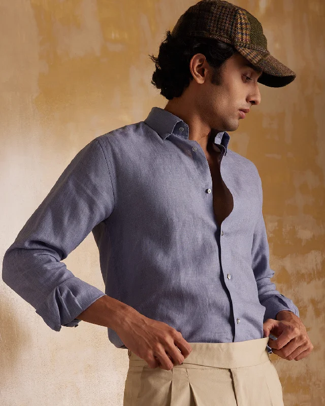 Men's Short - Sleeve Linen Casual Shirts in Light Khaki for a Breathable Summer OptionSoft Washed Linen Shirt - Bluish Grey Men's Short - Sleeve Linen Casual Shirts in Light Khaki for a Breathable Summer OptionSoft Washed Linen Shirt - Bluish Grey