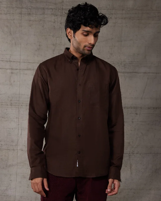 Men's Slim - Fit Printed Floral Casual Shirts in Pastel Colors for a Spring - Inspired VibeSoft Washed Linen Shirt - Dark Brown Men's Slim - Fit Printed Floral Casual Shirts in Pastel Colors for a Spring - Inspired VibeSoft Washed Linen Shirt - Dark Brown