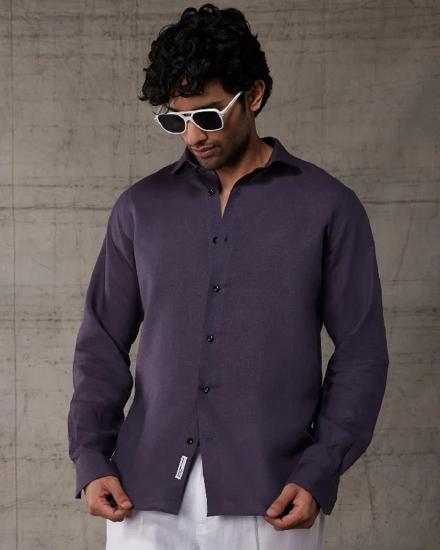 Men's Shearling - Lined Collar Casual Shirts in Brown for a Rustic and Warm AppealSoft Washed Linen Shirt - Dark Purple Men's Shearling - Lined Collar Casual Shirts in Brown for a Rustic and Warm AppealSoft Washed Linen Shirt - Dark Purple