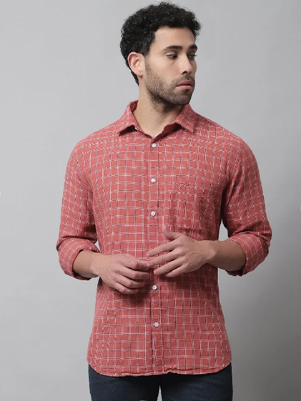 Men's Sustainable Recycled Material Casual Shirts for Eco - Conscious ConsumersMen's Red Casual Medium Checks Full Sleeve Shirt
