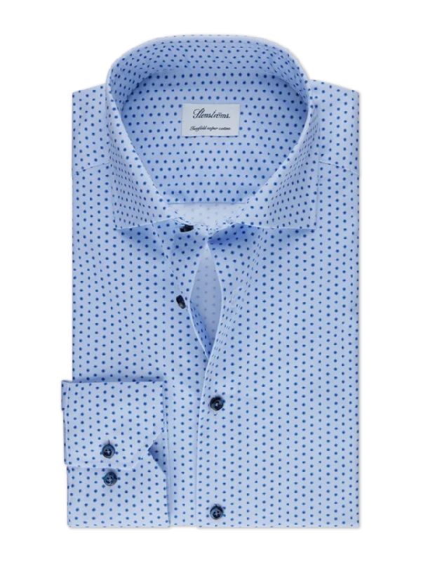 Men's Linen Blend Casual Shirts with Roll - Up Sleeves for a Summer Beach LookFitted Body Blue Patterned Twill Shirt 612751 8706 111 Men's Linen Blend Casual Shirts with Roll - Up Sleeves for a Summer Beach LookFitted Body Blue Patterned Twill Shirt 612751 8706 111