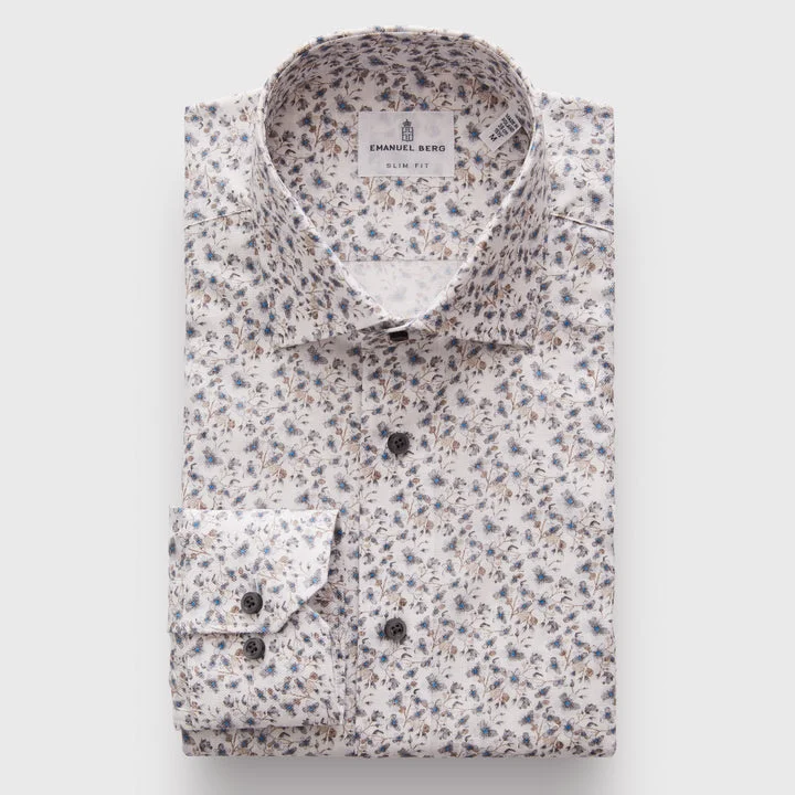 Men's Button - Down Oxford Casual Shirts in Crisp White for a Classic and Versatile StyleFloral Printed Long Sleeve Sport Shirt 1860E Men's Button - Down Oxford Casual Shirts in Crisp White for a Classic and Versatile StyleFloral Printed Long Sleeve Sport Shirt 1860E