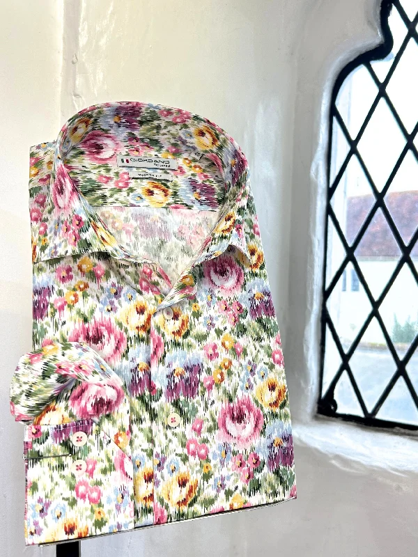 Men's Long - Line Oversized Casual Shirts in Dark Gray for a Relaxed and Modern LookLIBERTY PRINT LONG SLEEVE FLORAL SHIRT Men's Long - Line Oversized Casual Shirts in Dark Gray for a Relaxed and Modern LookLIBERTY PRINT LONG SLEEVE FLORAL SHIRT