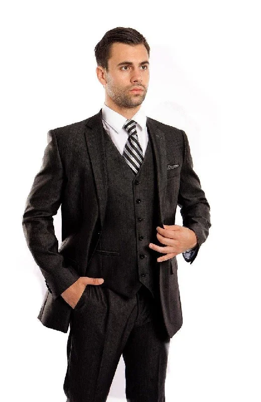 Men's Short - Sleeve Linen Casual Shirts in Light Khaki for a Breathable Summer OptionTazio Collection-Black Textured 3 Piece Suit Men's Short - Sleeve Linen Casual Shirts in Light Khaki for a Breathable Summer OptionTazio Collection-Black Textured 3 Piece Suit