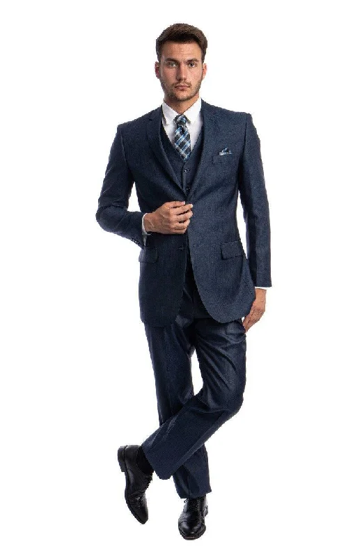 Men's Sustainable Recycled Material Casual Shirts for Eco - Conscious ConsumersTAZIO COLLECTION-NAVY TEXTURED 3 PIECE SUIT Men's Sustainable Recycled Material Casual Shirts for Eco - Conscious ConsumersTAZIO COLLECTION-NAVY TEXTURED 3 PIECE SUIT