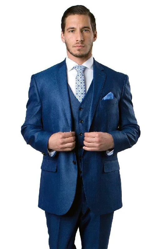 Men's Distressed Denim Casual Shirts with Frayed Edges for a Trendy and Rugged LookTAZIO COLLECTION-STEEL BLUE TEXTURED 3 PIECE SUIT Men's Distressed Denim Casual Shirts with Frayed Edges for a Trendy and Rugged LookTAZIO COLLECTION-STEEL BLUE TEXTURED 3 PIECE SUIT