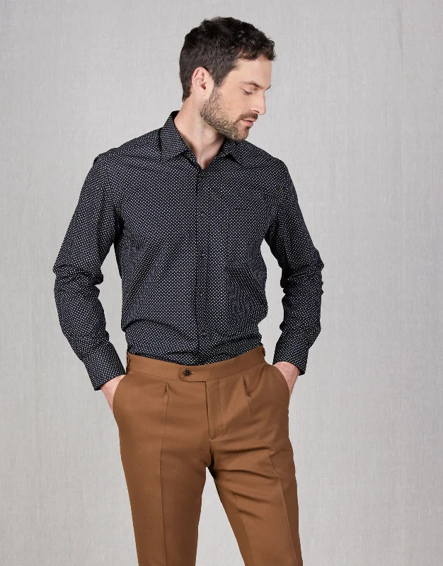 Men's Shearling - Lined Collar Casual Shirts in Brown for a Rustic and Warm AppealSinatra Navy & Yellow Dot Shirt Men's Shearling - Lined Collar Casual Shirts in Brown for a Rustic and Warm AppealSinatra Navy & Yellow Dot Shirt
