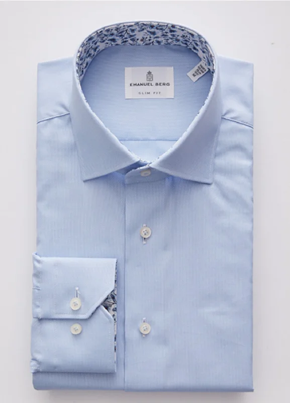 Plus Size Men's Striped Chambray Casual Shirts with a Spread Collar for a Preppy AppearanceSolid Oxford Light Blue Long Sleeve Sport Shirt with Contrast SF8883 Plus Size Men's Striped Chambray Casual Shirts with a Spread Collar for a Preppy AppearanceSolid Oxford Light Blue Long Sleeve Sport Shirt with Contrast SF8883