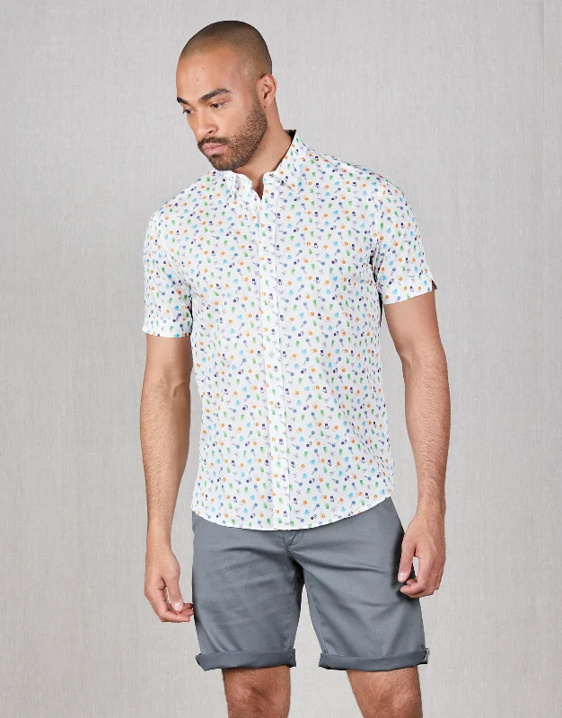 Men's Linen Blend Casual Shirts with Roll - Up Sleeves for a Summer Beach LookWaihi Jellyfish Print Short Sleeve Shirt Men's Linen Blend Casual Shirts with Roll - Up Sleeves for a Summer Beach LookWaihi Jellyfish Print Short Sleeve Shirt