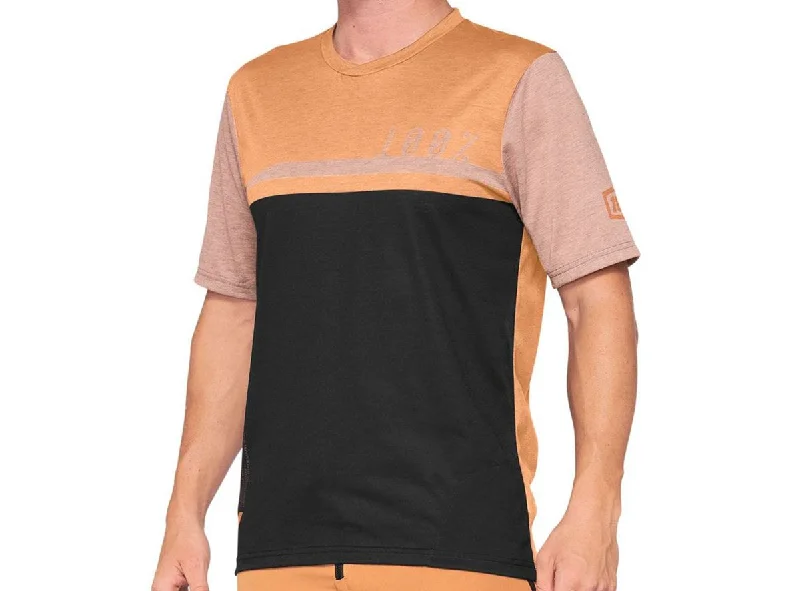 Men's Breathable Polyester Running Jerseys in Bright Neon Colors for High - Visibility Workouts100% Airmatic Short Sleeve MTB Jersey - Caramel-Black Men's Breathable Polyester Running Jerseys in Bright Neon Colors for High - Visibility Workouts100% Airmatic Short Sleeve MTB Jersey - Caramel-Black