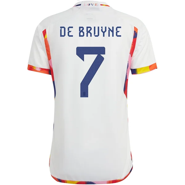 Men's Authentic Soccer Jerseys of National Teams for International Football Eventsadidas Belgium Kevin De Bruyne Away Jersey 22/23 (White/Multi)