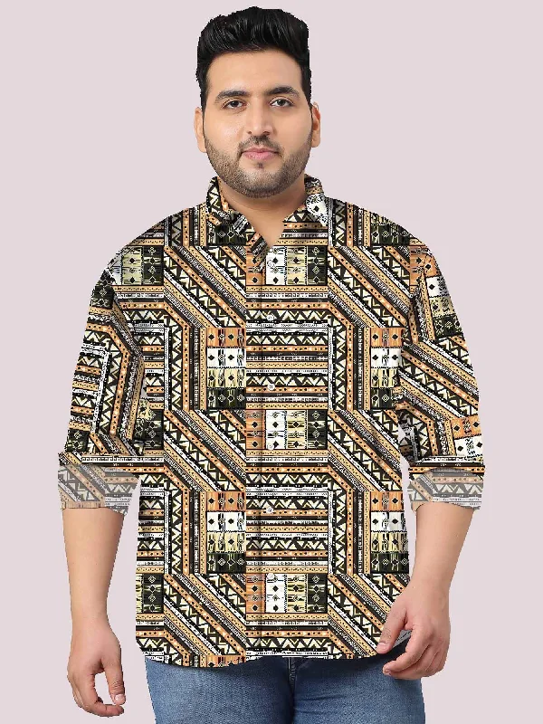 African Ethnic Digital Printed Full Sleeve Shirt Men's Plus Size