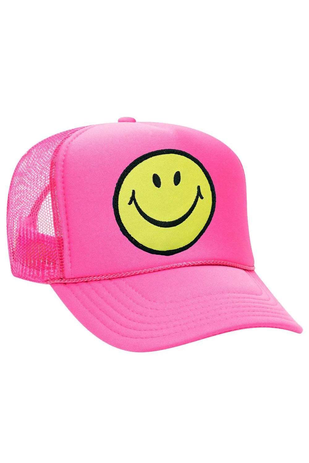 Aviator Nation Women's Smiley Vintage Trucker Hat - Neon Pink