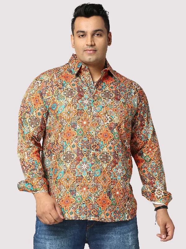 Caramel Mosaic Digital Printed Full Sleeve Men's Plus Size