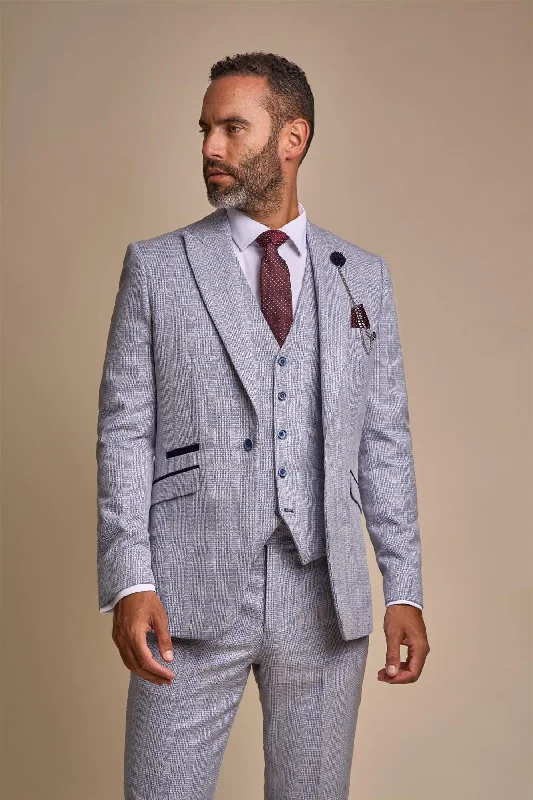 Plus Size Men's Paisley Print Silk Blazer in Royal Blue for a Statement - Making Party OutfitCavani Caridi Sky Check Jacket Plus Size Men's Paisley Print Silk Blazer in Royal Blue for a Statement - Making Party OutfitCavani Caridi Sky Check Jacket
