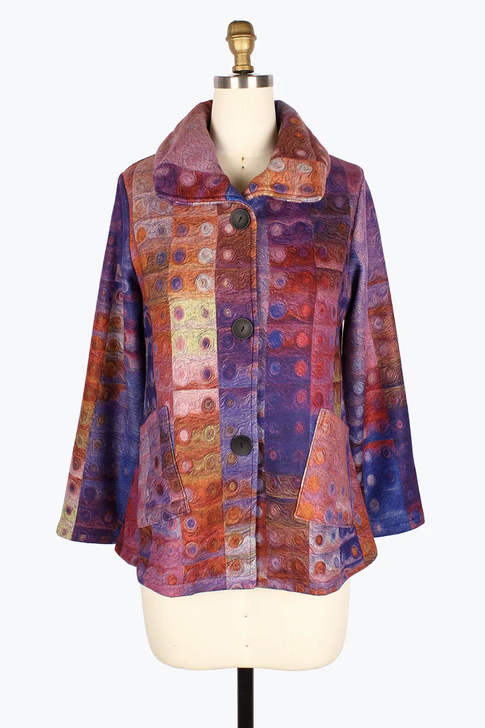 Checkered men jackets in a plaid pattern for a preppy appearanceDamee Abstract Painting Puffy Collar Jacket 4912-PNK Checkered men jackets in a plaid pattern for a preppy appearanceDamee Abstract Painting Puffy Collar Jacket 4912-PNK