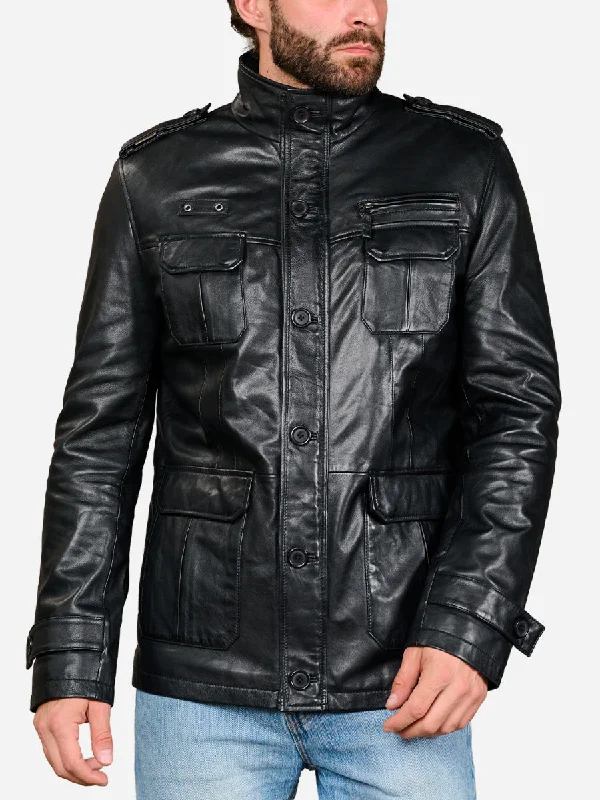 Hooded men jackets with a detachable faux - fur trim for added warmthDylan Black Sheepskin Leather Jacket Hooded men jackets with a detachable faux - fur trim for added warmthDylan Black Sheepskin Leather Jacket
