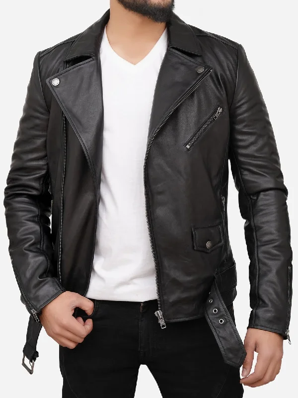 Denim men jackets with embroidered patches for a personalized touchFreddie Real Leather Black Biker Jacket Denim men jackets with embroidered patches for a personalized touchFreddie Real Leather Black Biker Jacket