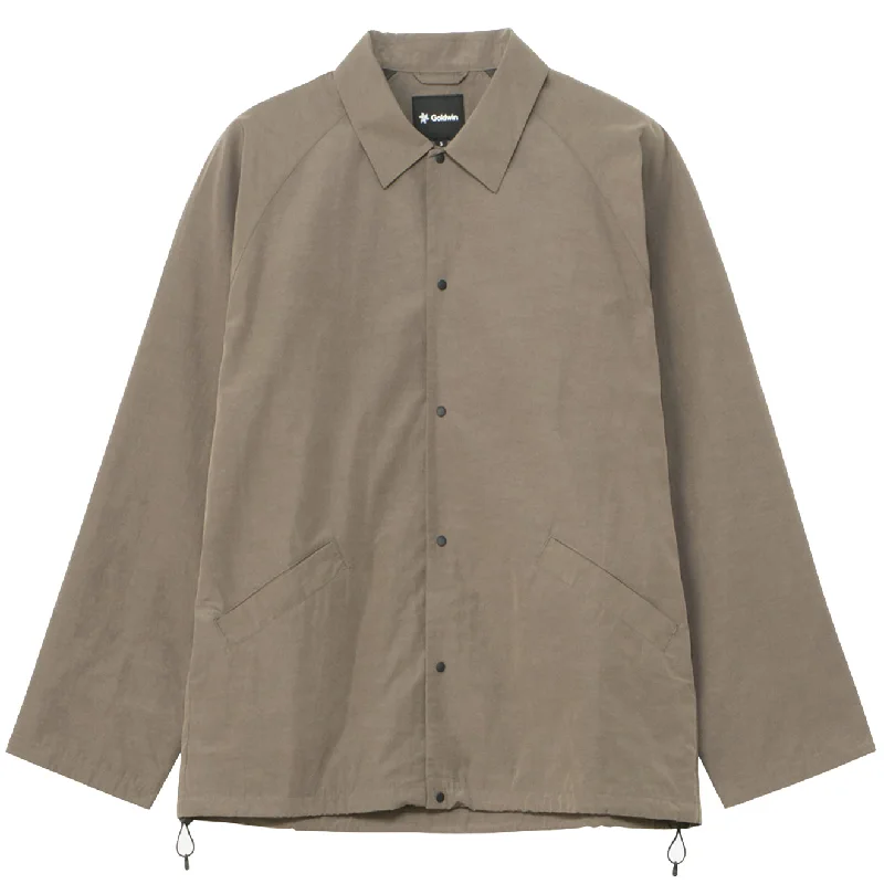 Stretch - fabric men jackets for unrestricted movement during workoutsGoldwin Nylon Coach Jacket Taupe Gray Stretch - fabric men jackets for unrestricted movement during workoutsGoldwin Nylon Coach Jacket Taupe Gray