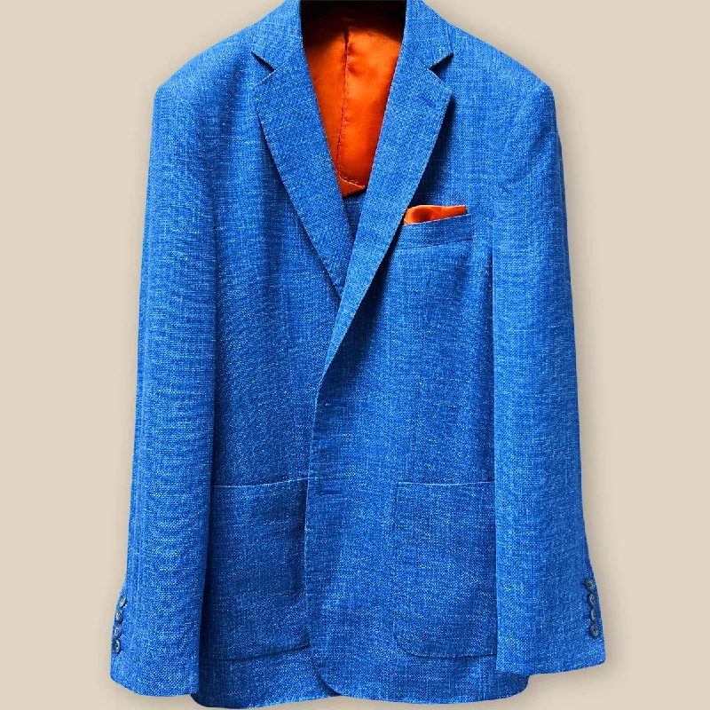 Men's Slim Fit Denim Blazer in Blue for a Casual and Trendy Streetwear LookHavana by E.Thomas Sky Blue Textured Men's Sportcoat Men's Slim Fit Denim Blazer in Blue for a Casual and Trendy Streetwear LookHavana by E.Thomas Sky Blue Textured Men's Sportcoat