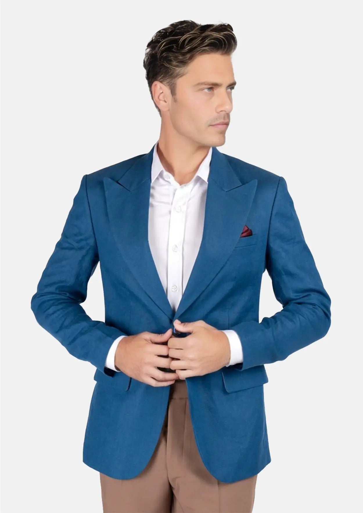 Men's Pin - Striped Wool - Blend Blazer in Navy and White for a Traditional Business AttireHudson Marine Blue Linen Jacket Men's Pin - Striped Wool - Blend Blazer in Navy and White for a Traditional Business AttireHudson Marine Blue Linen Jacket