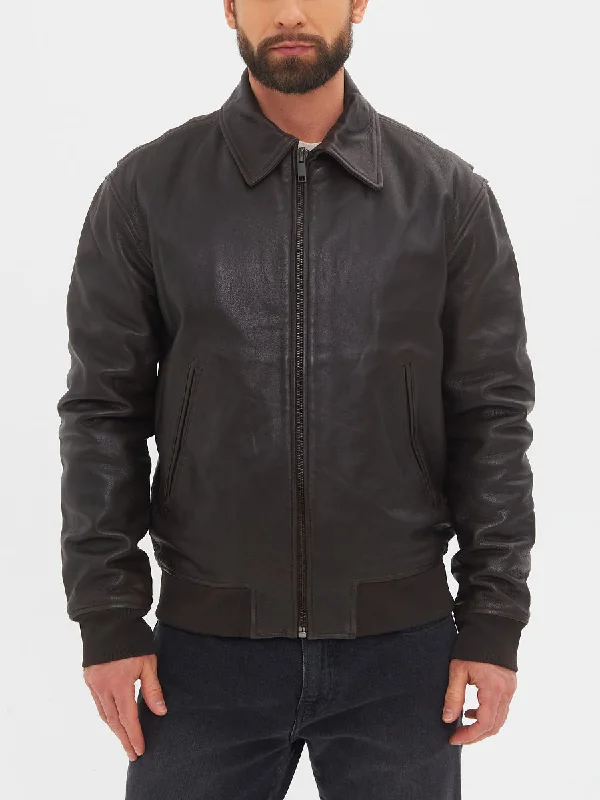 Waterproof men jackets with taped seams for heavy rain protectionJaxon Brown Genuine Leather Bomber Jacket Waterproof men jackets with taped seams for heavy rain protectionJaxon Brown Genuine Leather Bomber Jacket