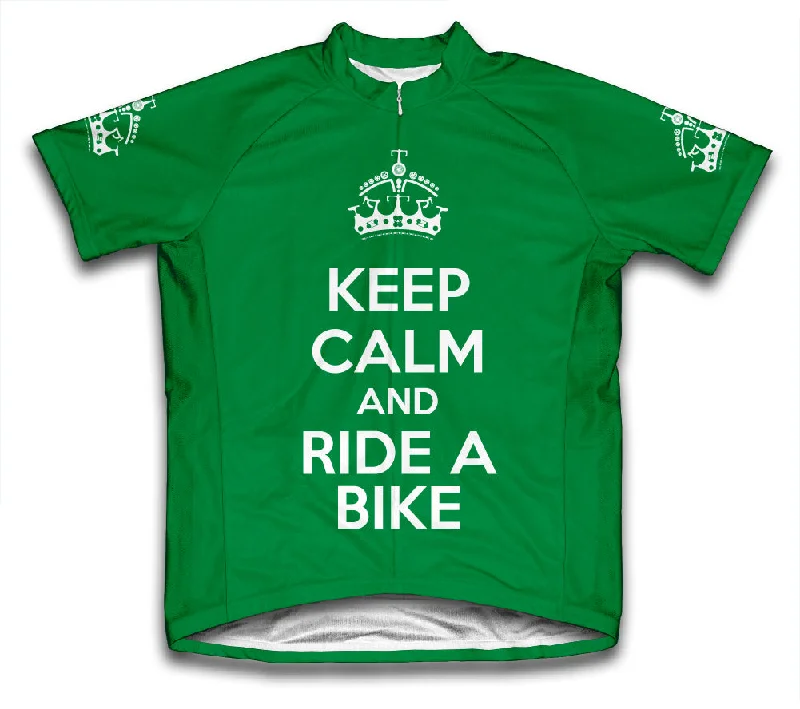 Men's Moisture - Wicking Golf Jerseys with UV Protection for Comfortable Rounds on the CourseKeep Calm and Ride a Bike Green Cycling Jersey Men's Moisture - Wicking Golf Jerseys with UV Protection for Comfortable Rounds on the CourseKeep Calm and Ride a Bike Green Cycling Jersey