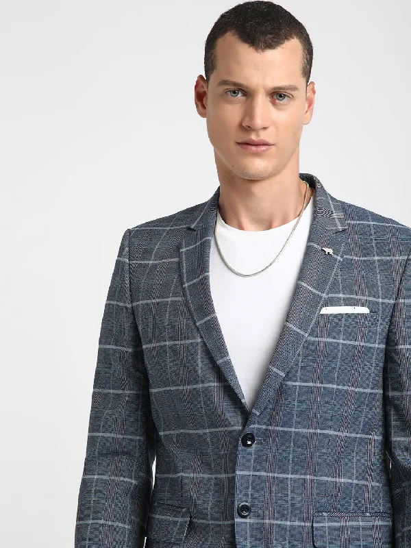 Men's Patterned Checkered Cotton Blazer in Multicolor for a Stylish and Trendy AppearanceLiege Men's Patterned Checkered Cotton Blazer in Multicolor for a Stylish and Trendy AppearanceLiege