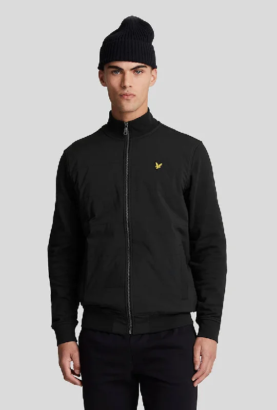 Slim - fit leather men jackets with a distressed finish for a rugged lookLYLE AND SCOTT HYBRID BAFFLED TRACK JACKET Slim - fit leather men jackets with a distressed finish for a rugged lookLYLE AND SCOTT HYBRID BAFFLED TRACK JACKET