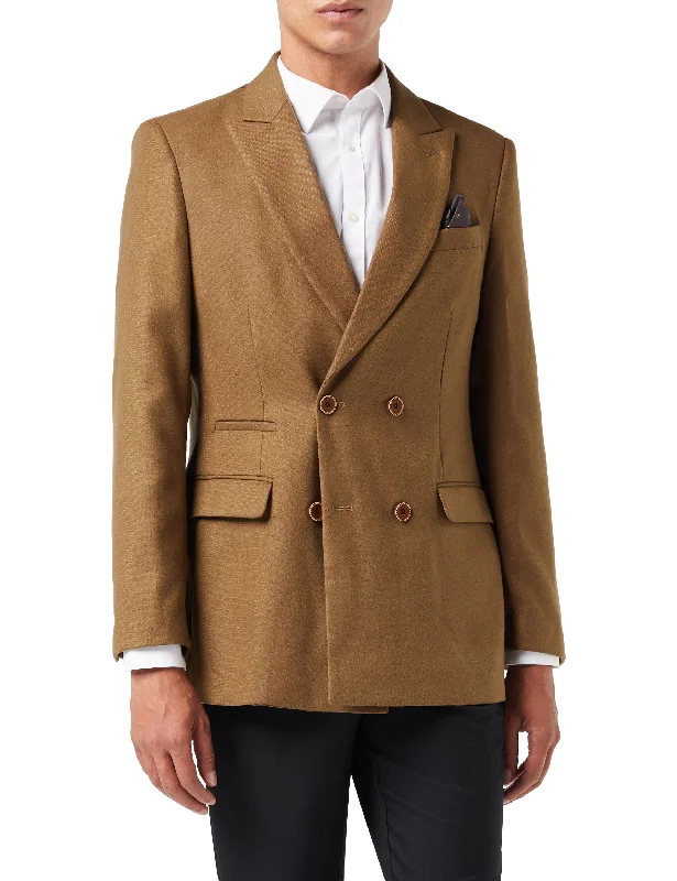 Men's Patterned Checkered Cotton Blazer in Multicolor for a Stylish and Trendy AppearanceMARCO-DOUBLE BREASTED TWEED TAN JACKET Men's Patterned Checkered Cotton Blazer in Multicolor for a Stylish and Trendy AppearanceMARCO-DOUBLE BREASTED TWEED TAN JACKET