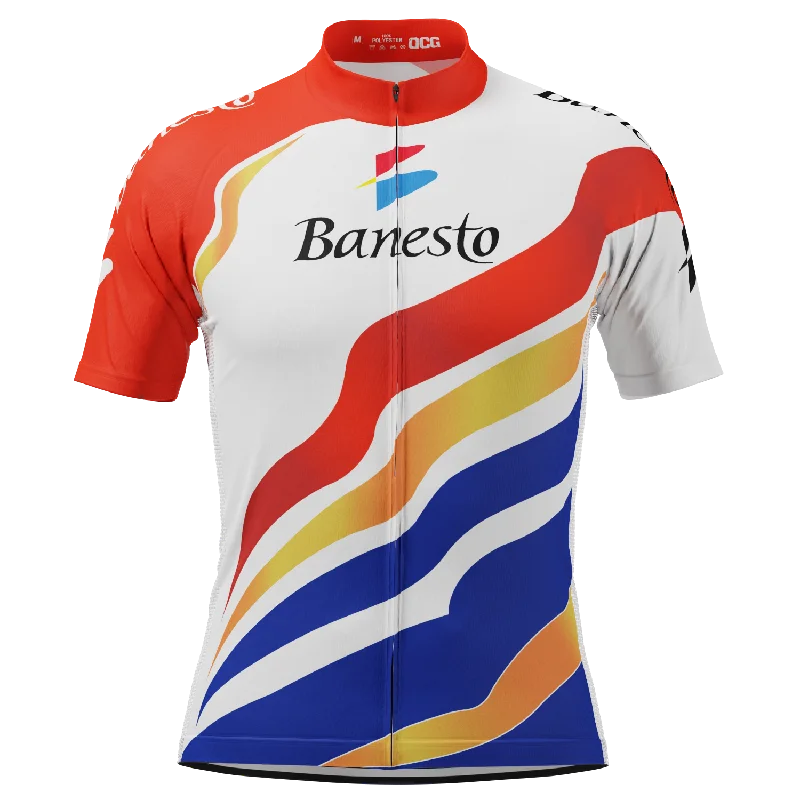 Men's Moisture - Wicking Golf Jerseys with UV Protection for Comfortable Rounds on the CourseMen's Banesto Retro 1990 Short Sleeve Cycling Jersey