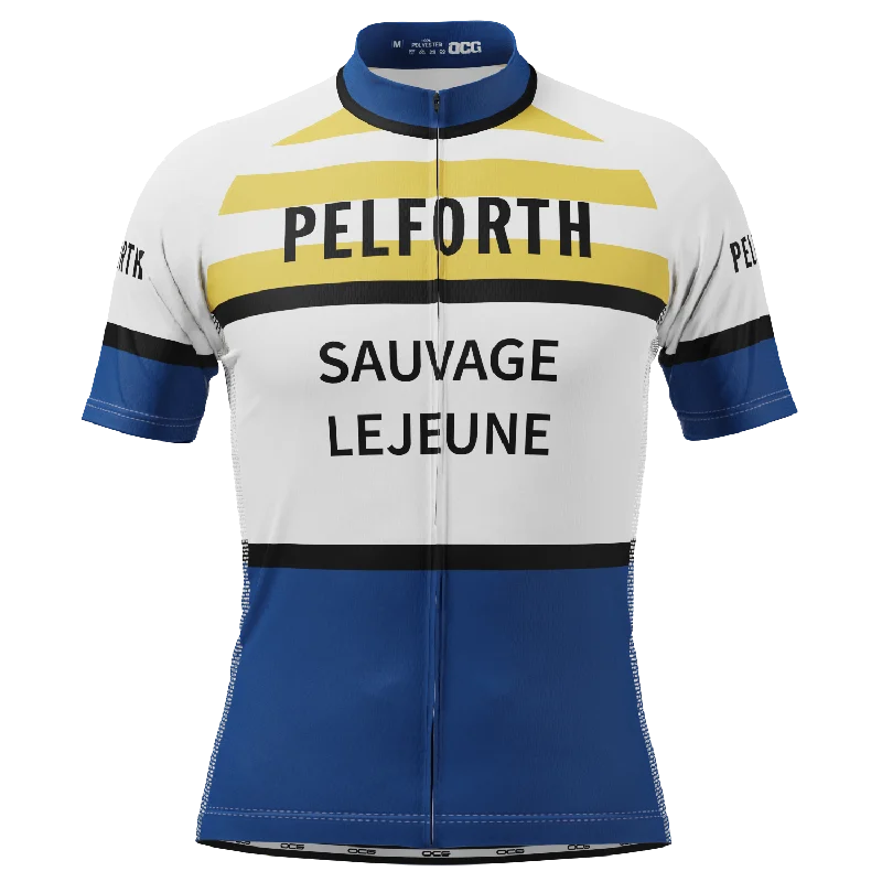 Men's Breathable Polyester Running Jerseys in Bright Neon Colors for High - Visibility WorkoutsMen's French Pelforth–Sauvage–Lejeune Short Sleeve Cycling Jersey