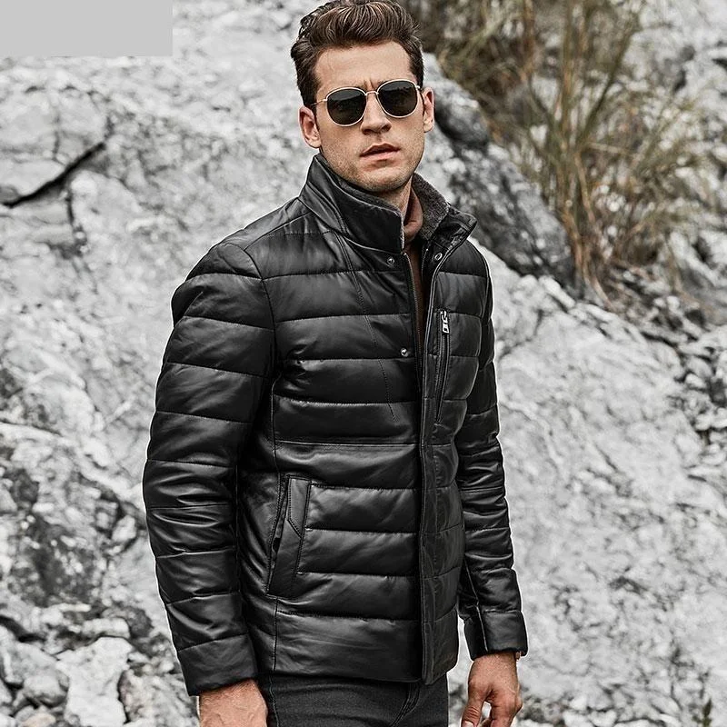 Performance - driven men jackets with breathable fabric for sportsMen's Lambskin Fur Collar Duck Down Genuine Leather Winter Jacket Performance - driven men jackets with breathable fabric for sportsMen's Lambskin Fur Collar Duck Down Genuine Leather Winter Jacket